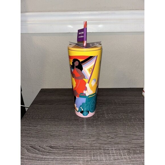 Starbucks Sofie Birkin 2024 Yellow Summer Graphic Stainless Steel Cup Tumbler - Picture 2 of 5